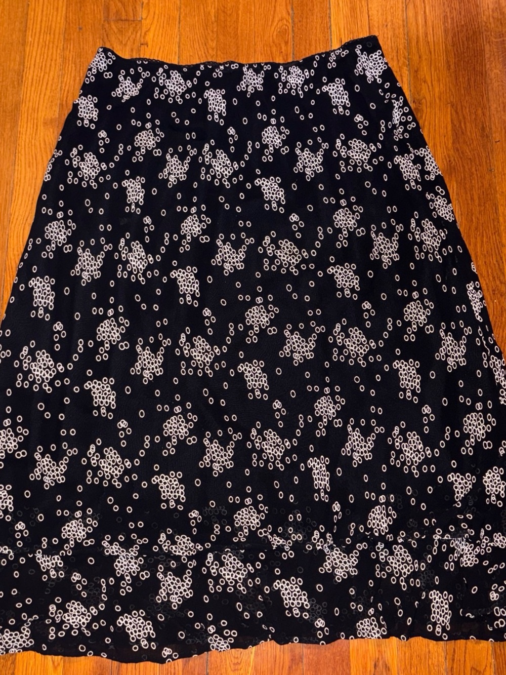 Style & Co. Navy Skirt with White Dot Floral Pattern